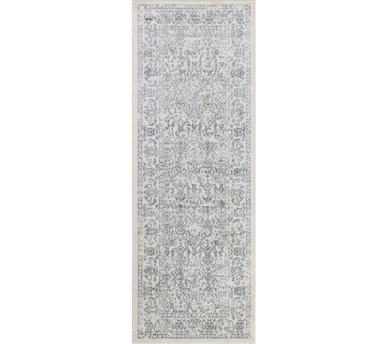 Tapis De Couloir Vintage Oriental Blanc/gris 80x220 Cm Margaux
