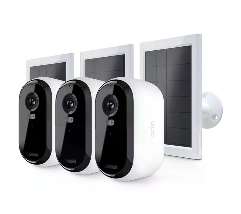 Pack 3 Caméras Extérieures 2k Essential + 3 Panneaux Solaires