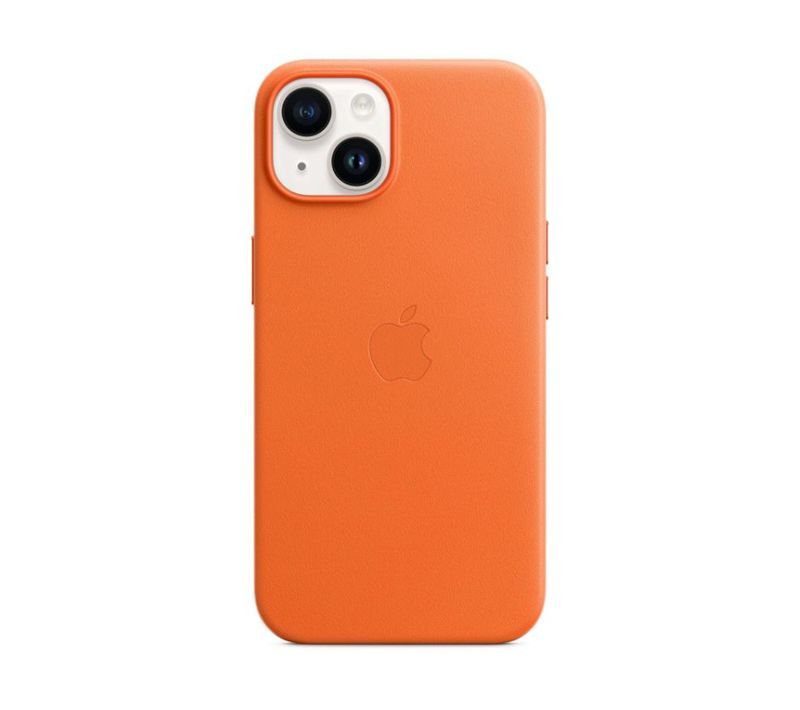Coque En Cuir Avec Magsafe Pour  iPhone 14 Orange