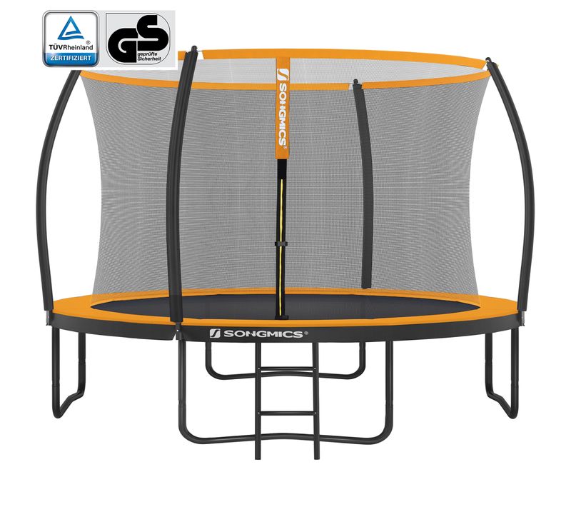 Trampoline D. 366 Cm, échelle, Filet De Protection, Noir, Orange