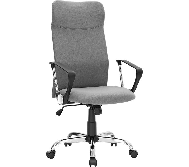Fauteuil De Bureau, Chaise Ergonomique, Siège Rembourré Pivotant, En Tissu, Gris