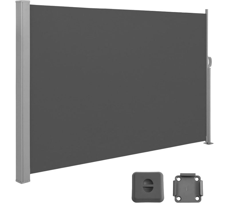 Store Latéral Rétractable, 200 X 400 Cm, Brise-vue, Gris Anthracite
