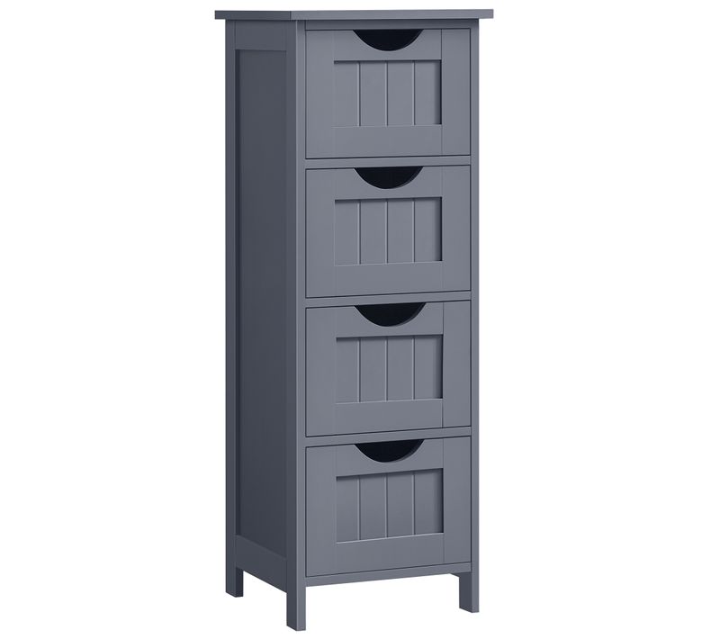 Armoire De Salle De Bain Avec 4 Tiroirs, Commode, 30 X 30 X 82 Cm, Gris