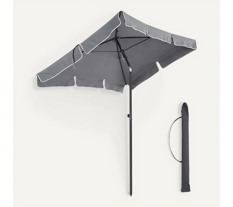 Parasol Rectangulaire 1,8 X 1,25 M, Protection Upf 50+, Ombrelle, Terrasse, Gris