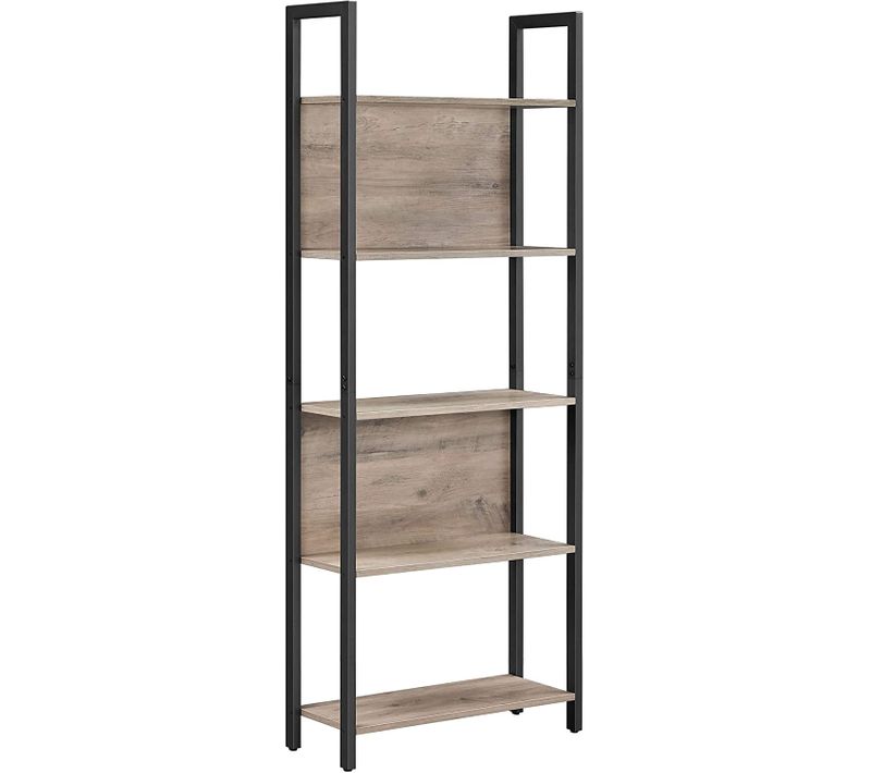 Bibliothèque, Étagère De Rangement, 5 Niveaux, Cadre En Acier Stable, 62 X 24 X 165 Cm