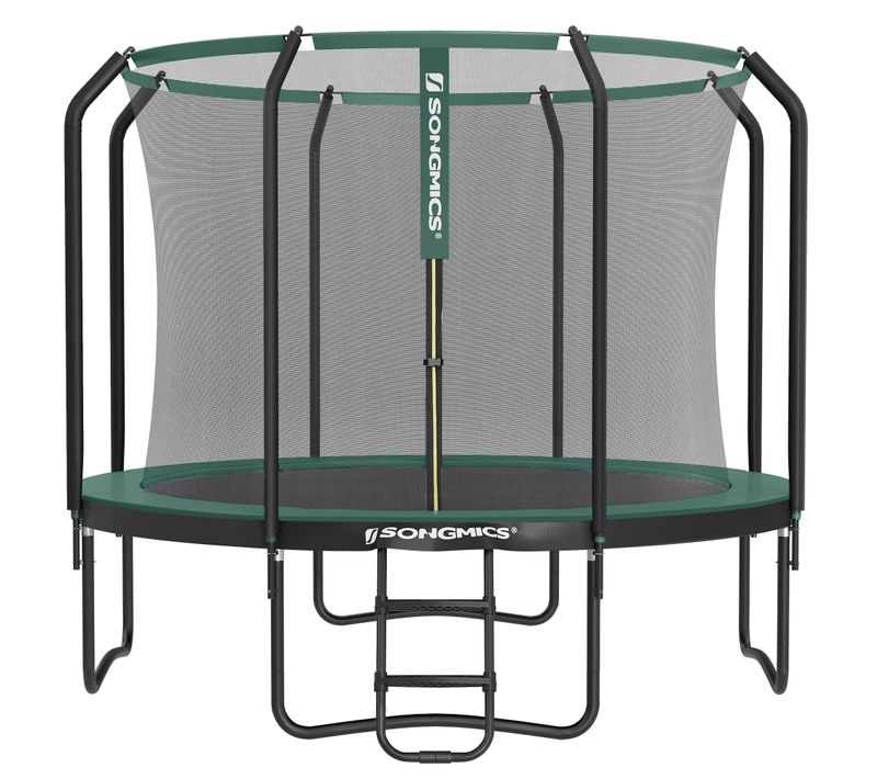 Trampoline Pour Enfant, Diamètre 305 Cm, Filet De Protection, Poteau De 180 Cm De Haut, Noir Et Vert