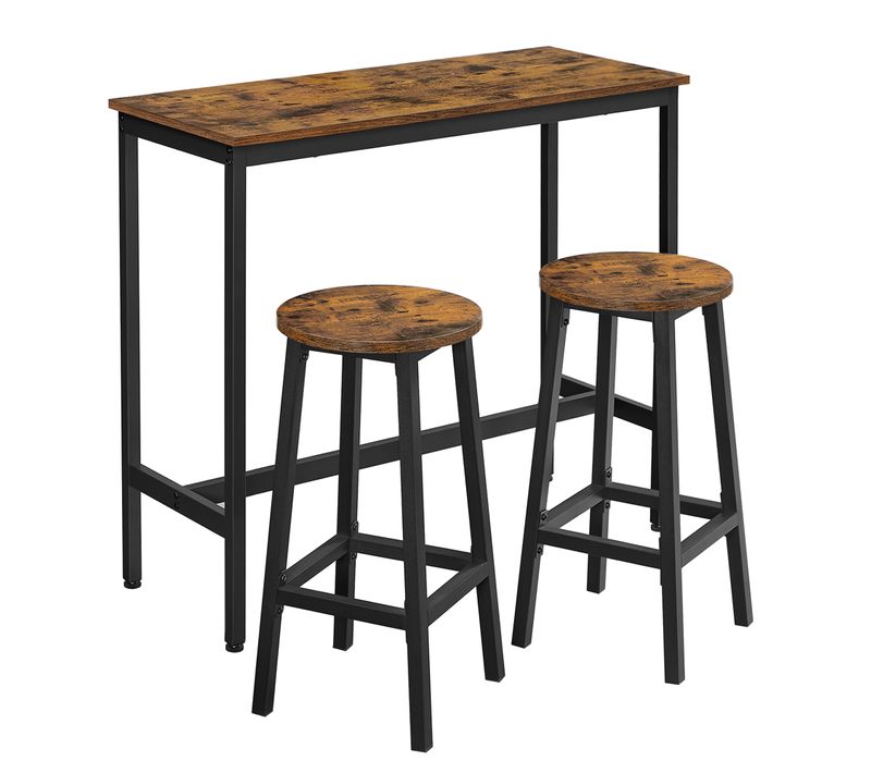 Ensemble De Table Et Tabourets Hauts, Pour Salle à Manger, Style Industriel, Marron Rustique Et Noir
