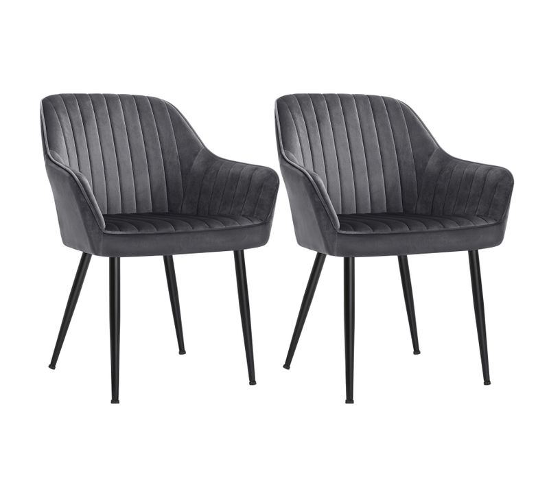 Chaise Salle à Manger, Lot De 2, Chaise De Cuisine, Fauteuil En Velours, Avec Accoudoirs