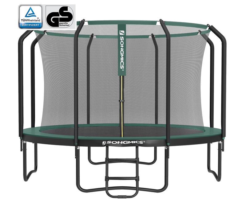 Trampoline De Jardin Rond, Avec Filet De Sécurité Intérieur, Noir Et Vert Foncé