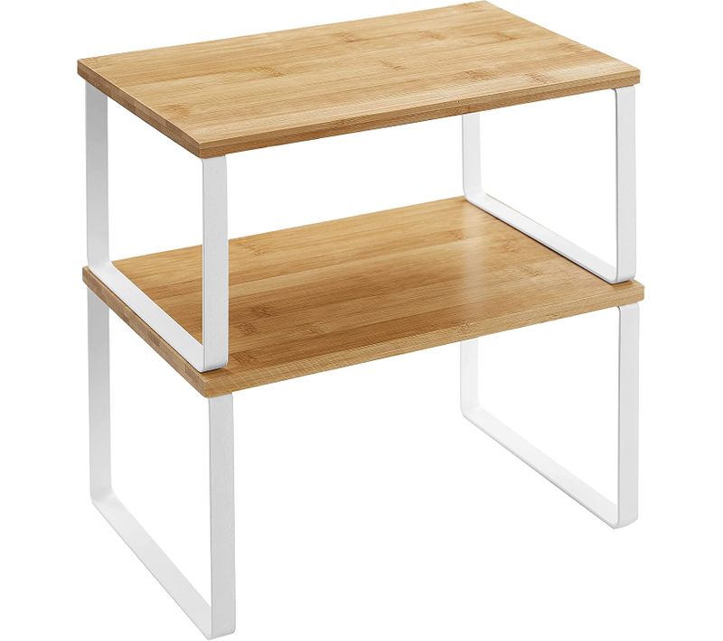 étagères à épices,  Lot De 2 Organisateurs, Couleur Boisée Et Blanc