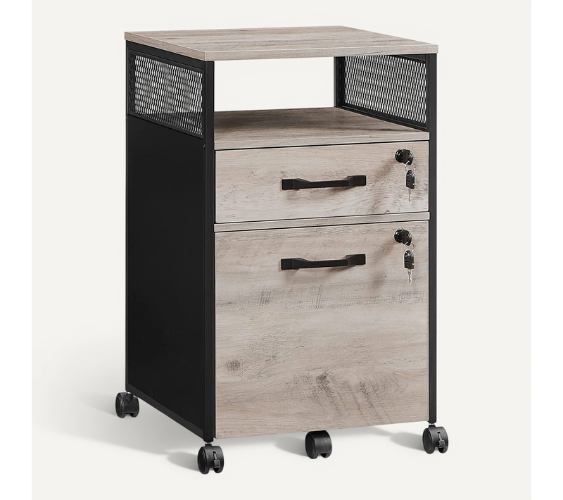 Caisson De Bureau Avec 2 Tiroirs Verrouillables, 42 X 44 X 69 Cm