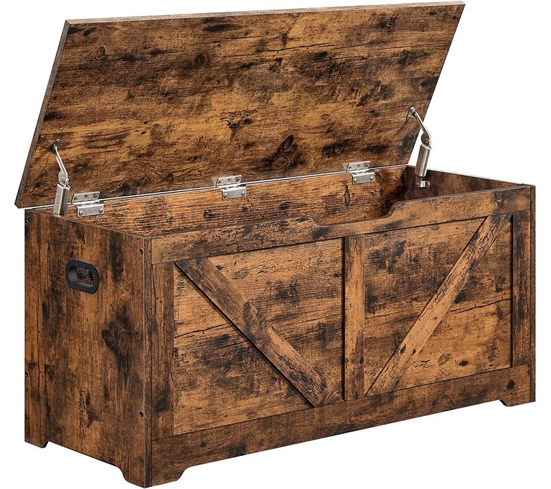 Banc D'entrée, Pouf, Banquette, Avec Charnières De Sécurité, Style Grange, 100 X 40 X 46 Cm