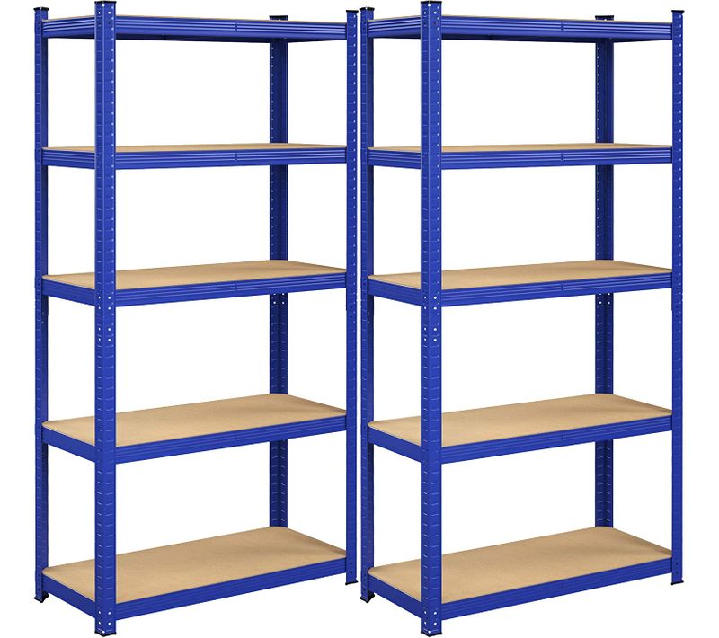 Étagère, Planches Réglables, Lot De 2, 40 X 90 X 180 Cm, Capacité 875 Kg, Bleu