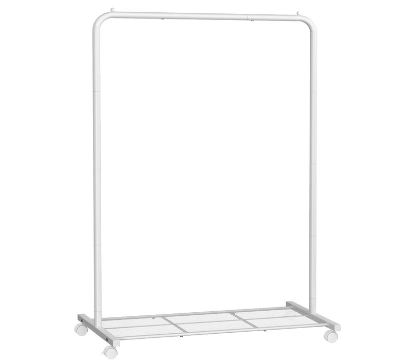 Portant à Vêtements En Métal, Porte-vêtements, Avec étagère De Rangement, Roulettes, Blanc