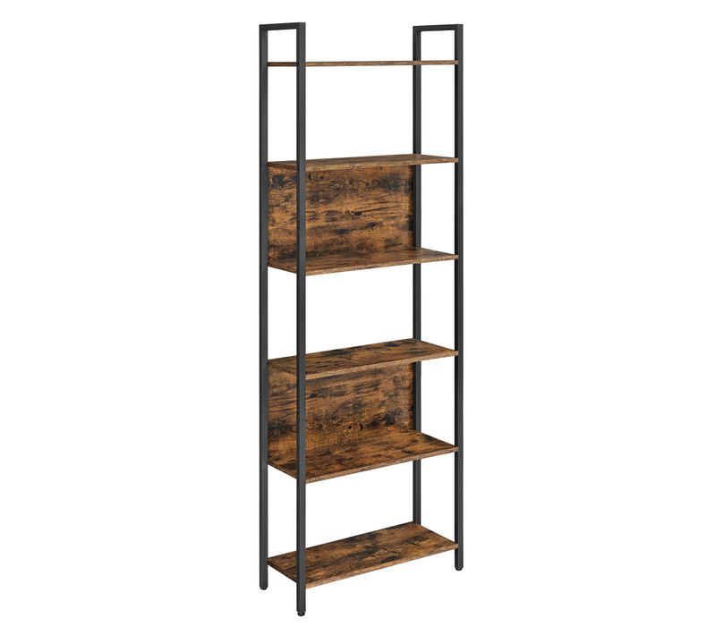 Bibliothèque, Étagère Rangement 6 Niveaux, Cadre En Acier, 60 X 24 X 186 Cm, Style Industriel