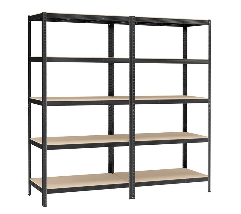 Lot De 2, Étagère Charge Lourde à 5 Niveaux,capacité 750 Kg, 60 X 120 X 200 Cm, Noir