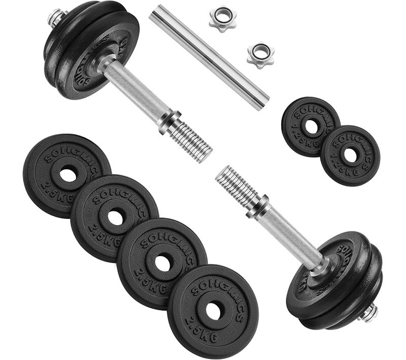 Kit Haltères Musculation, Avec Barre D’extension, Poids Ajustable,pour Hommes Et Femmes, 1 Paire