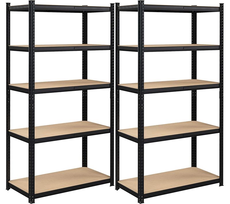 Lot De 2,  Étagère De Rangement, 200 X 100 X 50 Cm, Capacité 600 Kg, Cadre En Acier, Noir