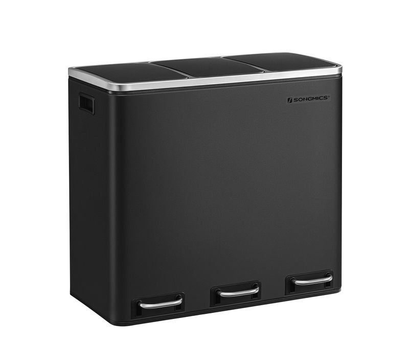 Poubelle Tri Sélectif 3 Bacs, 3 X 18l, Poubelle 3 Compartiments, Couvercle à Fermeture Lente