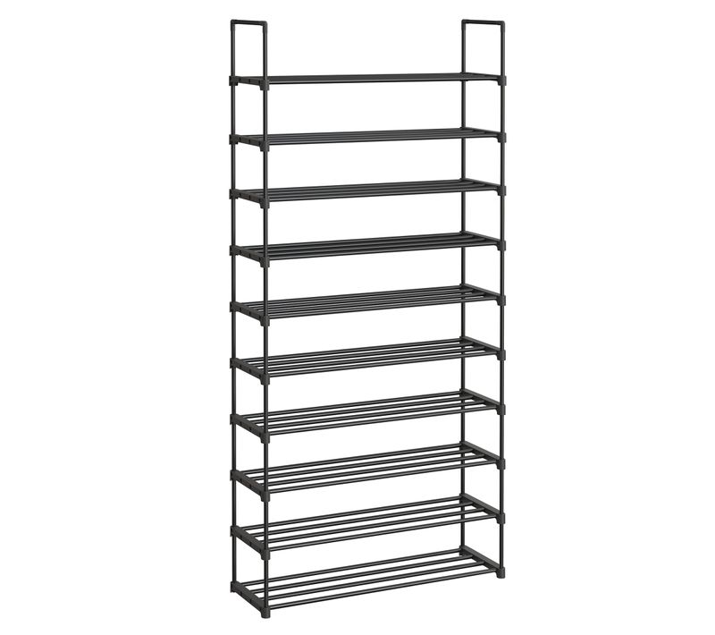 Étagère à Chaussures 10 Niveaux, En Métal, Gain De Place, Dressing, Entrée, 30 X 94 X 206 Cm, Noir