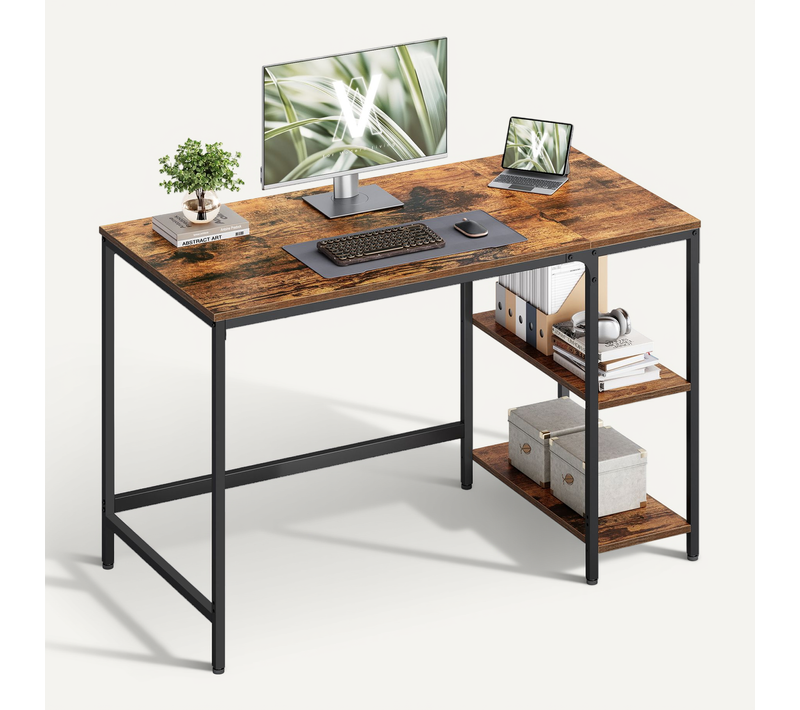 Bureau Informatique, Avec étagère à 2 Niveaux à Gauche Ou à Droit, Style Industriel
