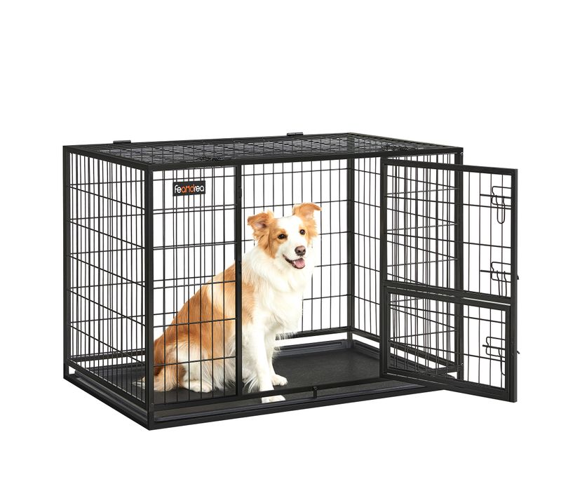 Cage Pour Chien Lourd, 107 X 70 X 74,9 Cm, Pour Chiens De Taille Grande Et Moyennet, Anti-fugue, Dou