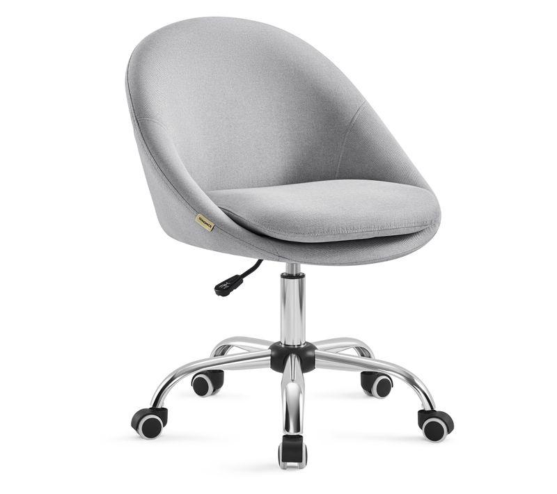 Chaise De Bureau, Fauteuil Pivotant, Siège Confort, Rembourrage En Mousse, Gris
