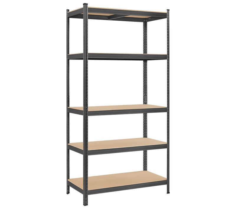 Étagère De Rangement à 5 Niveaux, 50 X 100 X 200 Cm, Capacité 600 Kg, Planches Réglables, Gris