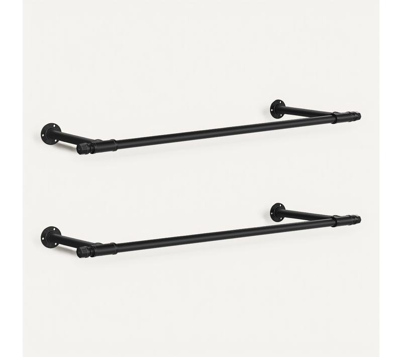 Tringle Vêtement Murale, Lot De 2, Porte-manteau Mural, Gain De Place, 30 X 84 X 7 Cm, Noir