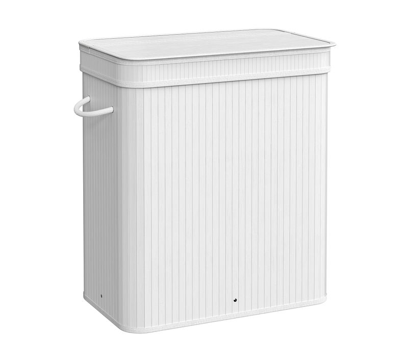 Panier à Linge Sale Avec Couvercle, Sac Intérieur Amovible Et Lavable En Machine, Blanc