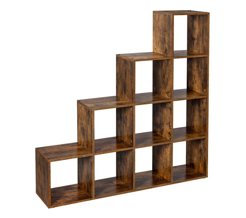 Bibliothèque, Étagère Escalier, Cloison Séparateur, Meuble De Rangement, 10 Compartiments