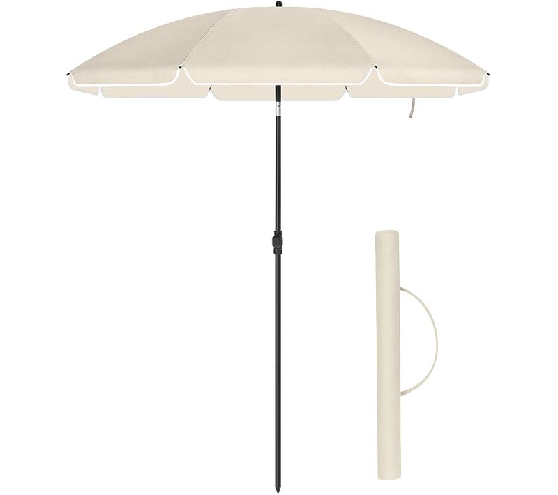 Parasol De Jardin Ø 2 M, Ombrelle, Protection Upf 50+, Inclinable, Portable, Résistant Au Vent
