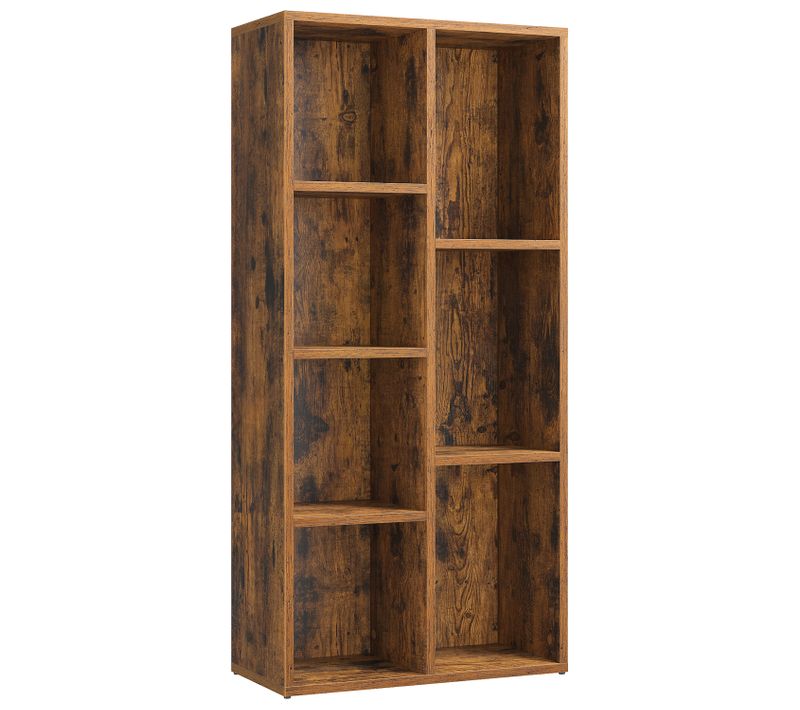 Bibliothèque, Avec 7 Compartiments Ouverts, Pour Salon, Bureau, Chambre, Marron Rustiue