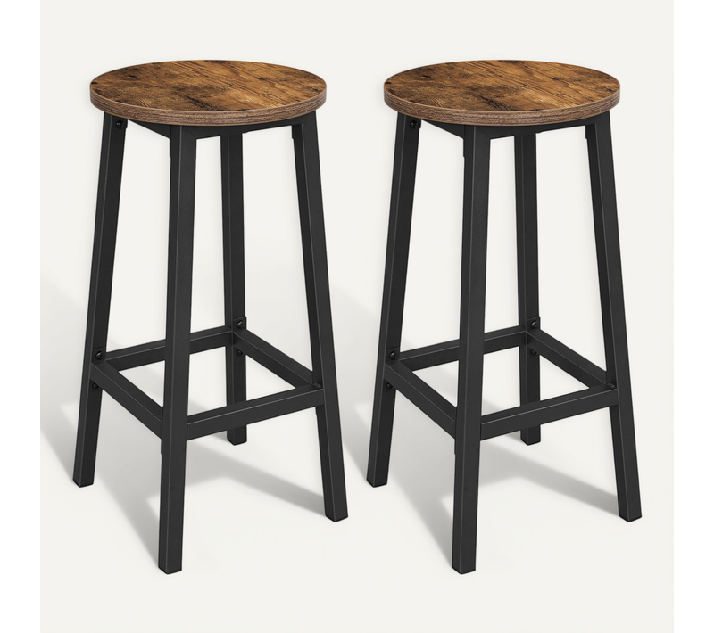 Tabouret De Bar, Lot De 2, Hauteur 65 Cm, Style Industriel, Marron Rustique