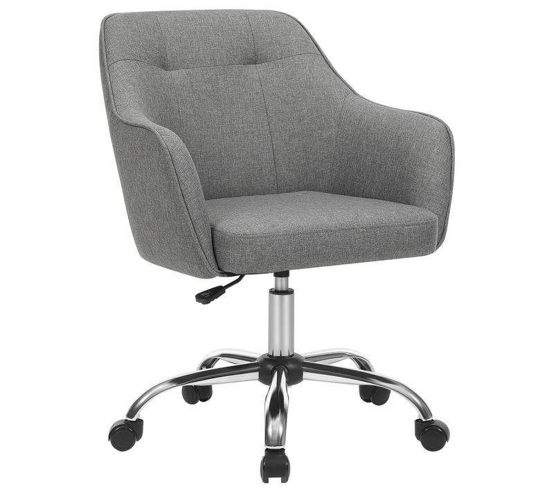 Fauteuil De Bureau, Réglable En Hauteur, Tissu Imitation Lin, Pour Bureau, Gris