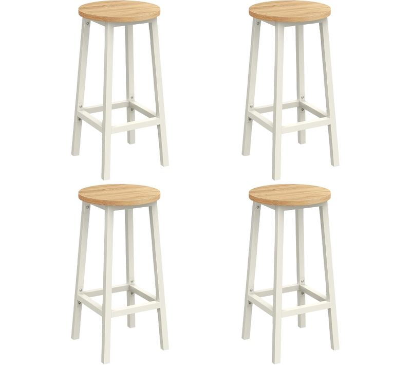 Tabouret De Bar, Lot De 4, Chaise De Cuisine, Siège Haut,  Pour Cuisine, Salle à Manger, Blanc