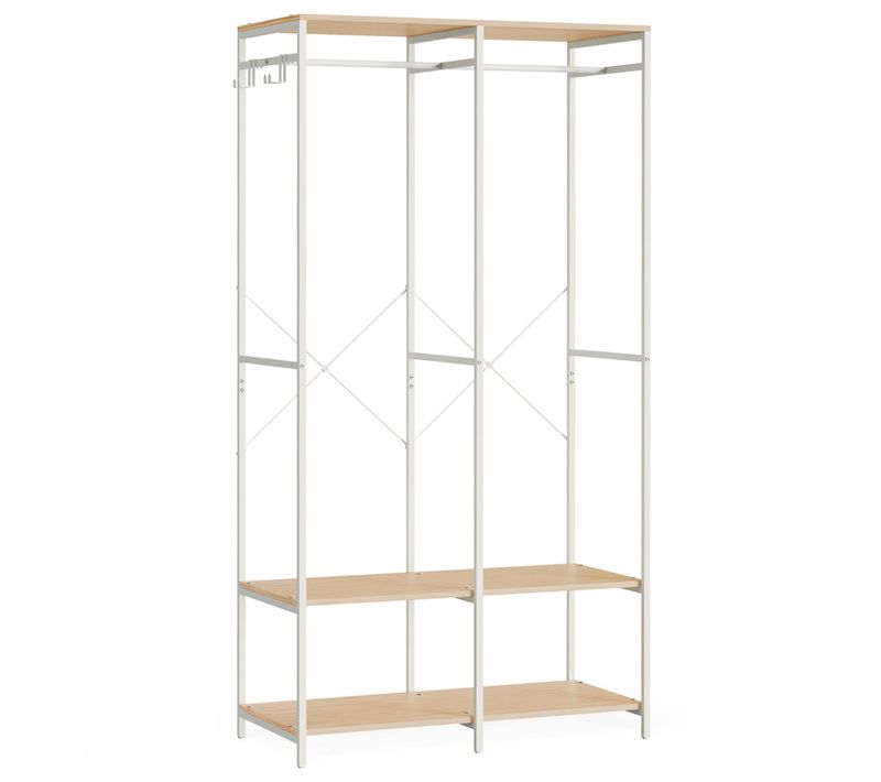 Armoire Vêtements Portable, Pliable, Crochet Amovible, 40 X 94,5 X 180 Cm, Beige Naturel