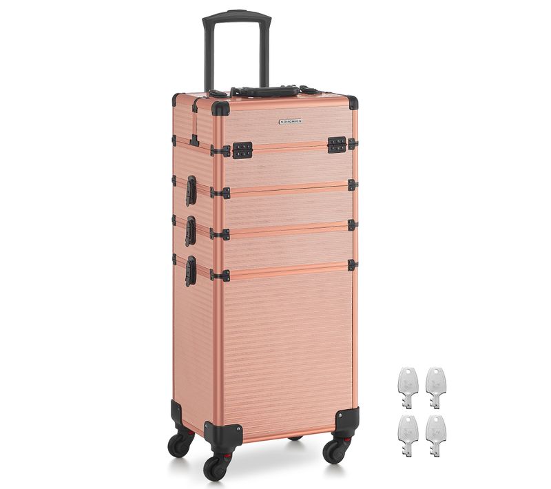 Valise De Maquillage Professionnel 4-en-1, Mallette Cosmétique, XXL, 34 X 24 X 79,3 Cm, Verrouillabl