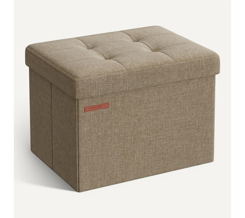 Banc De Rangement Pliable De 41 Cm, Tabouret Repose-pieds, Pouf De Chambre, Taupe Clair