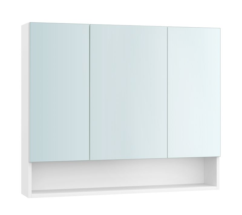 Armoire De Salle De Bain Avec Portes Miroir, étagères Réglables, 16,5 X 90 X 75 Cm, Blanc Nuage