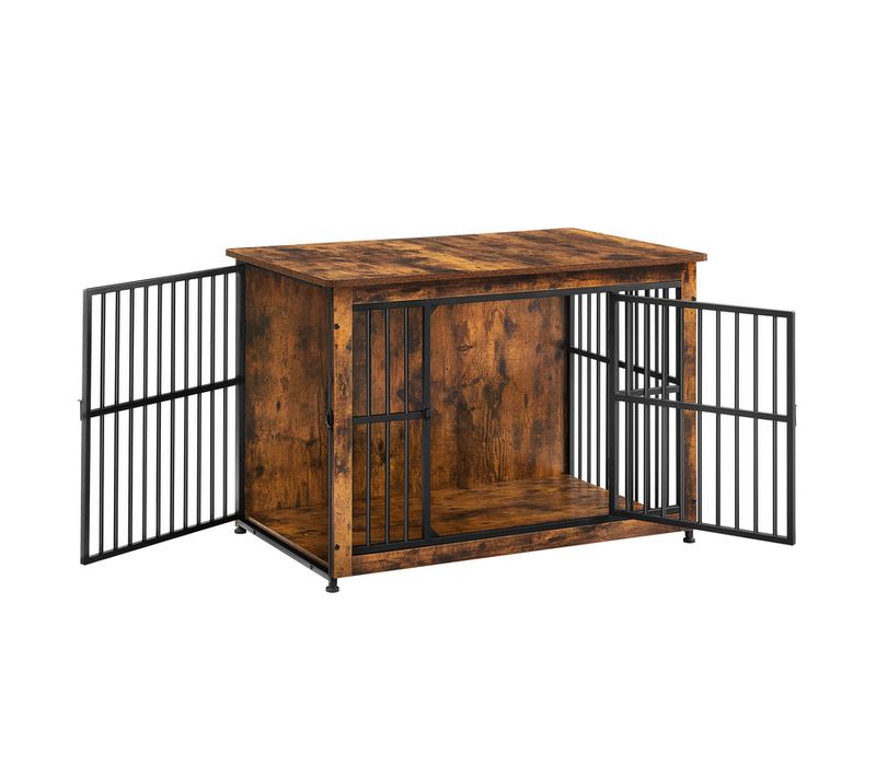 Meuble Cage Pour Chien, Table D'appoint, Niche Moderne Pour Chiens Jusqu’à 32 Kg, Marron Rustique