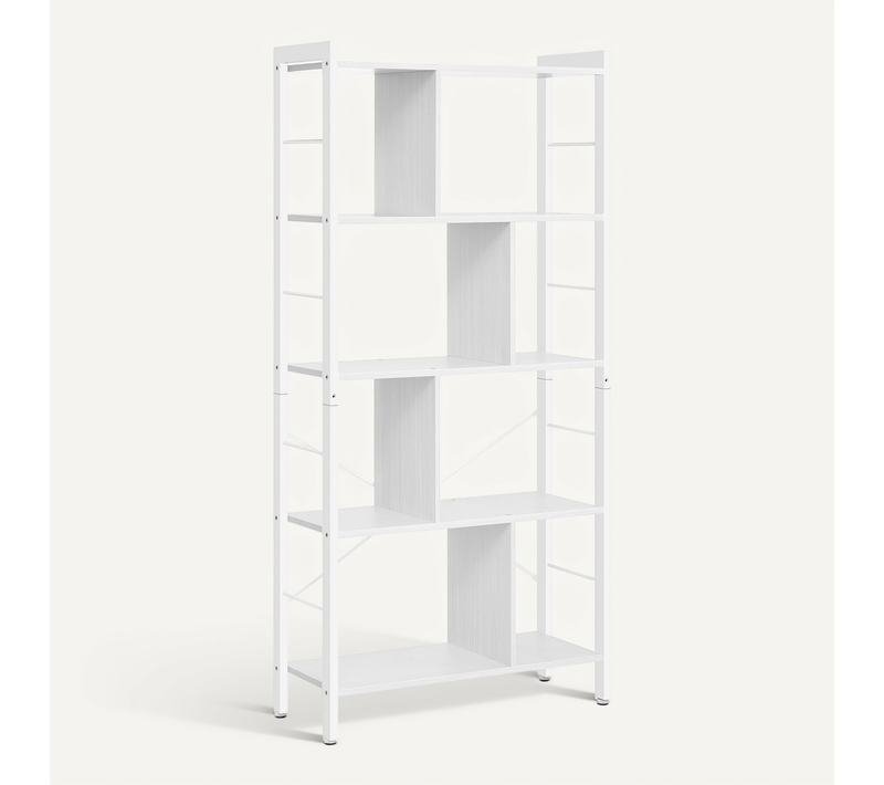 Bibliothèque Ouverte, Grande, Structure Métallique, Style Morderne, Blanc érable Et Blanc Nuage