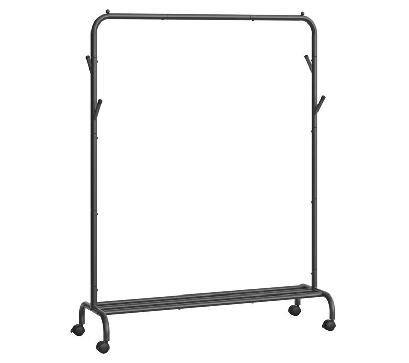 Portant à Vêtements Avec Roulettes, 1 Barre, Largeur De 103,5 Cm, Rangement Polyvalent, Noir