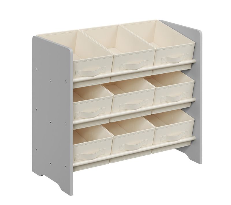 Étagère à Jouets Pour Enfants, 9 Boîtes De Rangement, 29,5 X 62,5 X 60 Cm, Gris Tourterelle