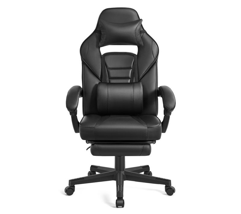 Fauteuil De Bureau, Réglable, Repose-pieds Télescopique, Mécanisme à Bascule, Noir D'encre