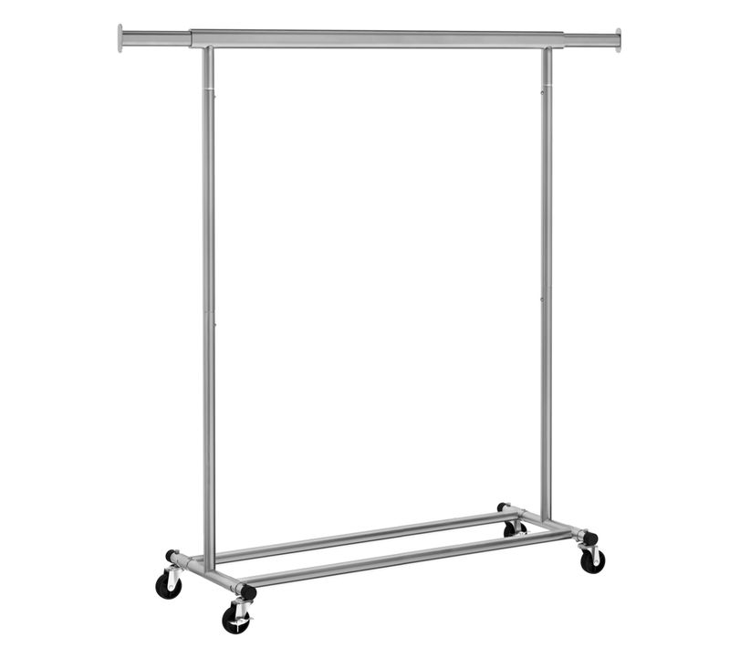 Portant à Vêtements Avec Roulettes, Tringle Extensible, Capacité De Charge 90 Kg, Gris Tourterelle