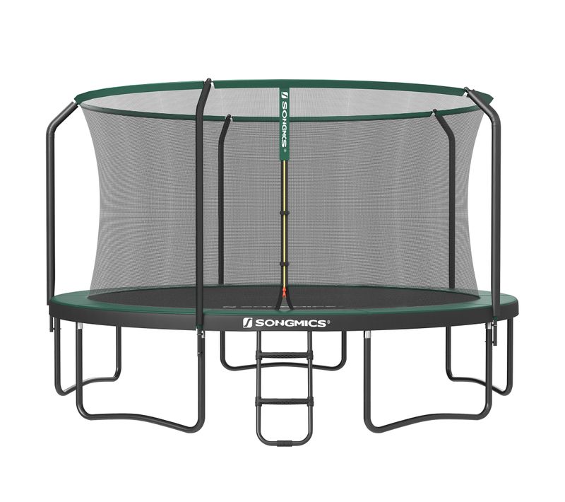 Trampoline D. 427 Cm Pour Enfants, Filet De Protection, Poteau De 180 Cm De Haut, Noir Et Vert Foncé