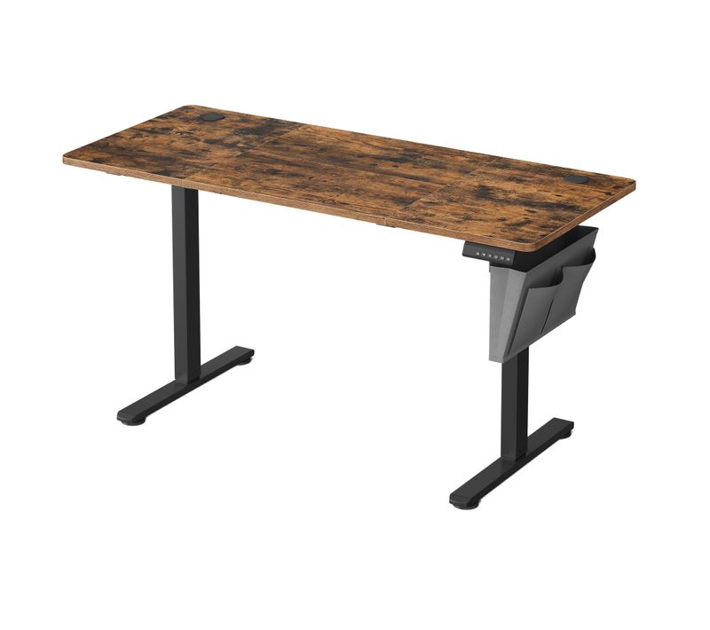 Bureau Électrique Assis-debout, Bureau Réglable En Hauteur, 60 X 140 X (72-120) Cm, Marron Et Noir