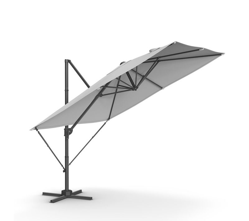Parasol De Jardin Déporté 270 X 270 Cm, Upf 50+ Pivotant à 360°, Inclinaison, Gris Tourterelle