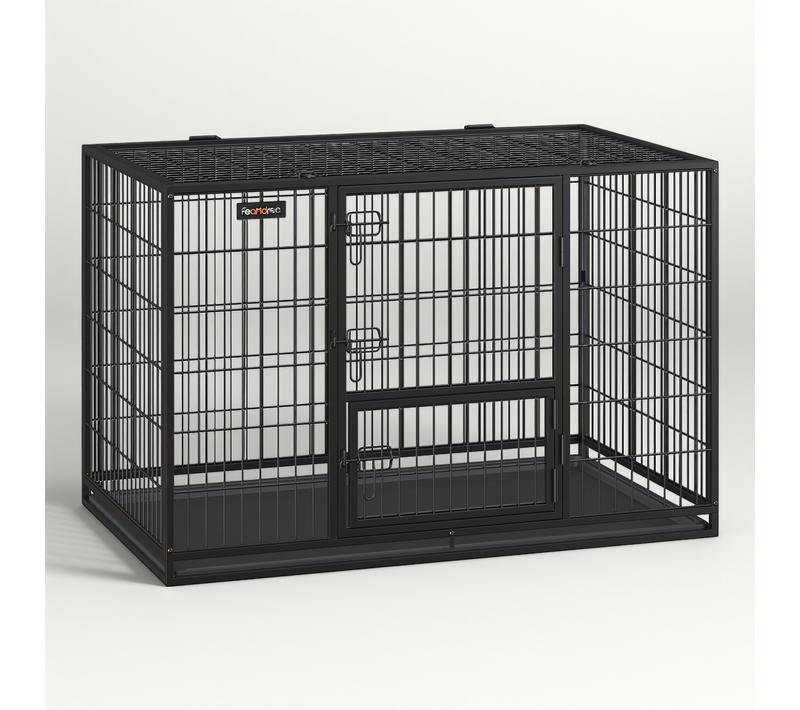 Cage Pour Chien Lourd, 122 X 74,5 X 80,5 Cm, Nettoyage Facile, Parc à Chiens, XXL, Noir
